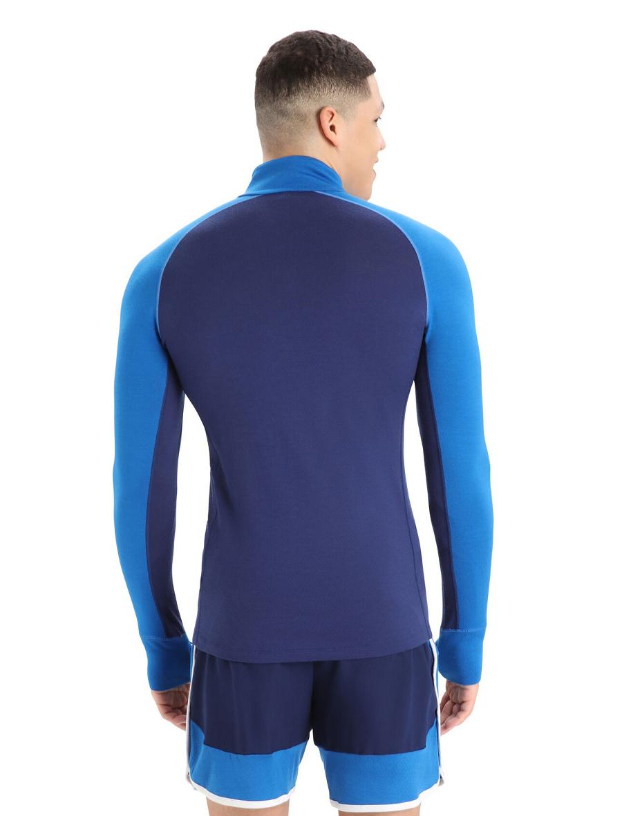 Lazurite / Royal Navy Men's Icebreaker 260 ZoneKnit™ Merino Long Sleeve Half Zip Base Layers | USA 1324KORI